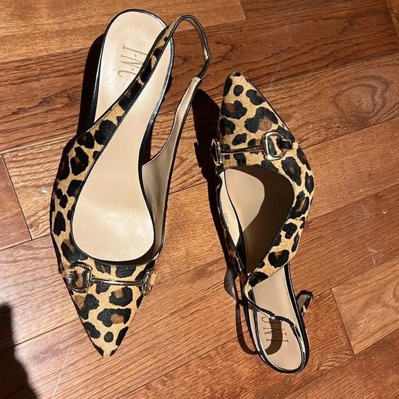 Macy’s INC Leopard Print Slingback Heels Sz 10 - Picture 14 of 16